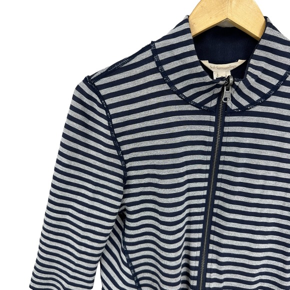 SOFT SURROUNDINGS Jacket Striped Reversible Full Zip Blue Gray 2BW08 - Picture 3 of 8